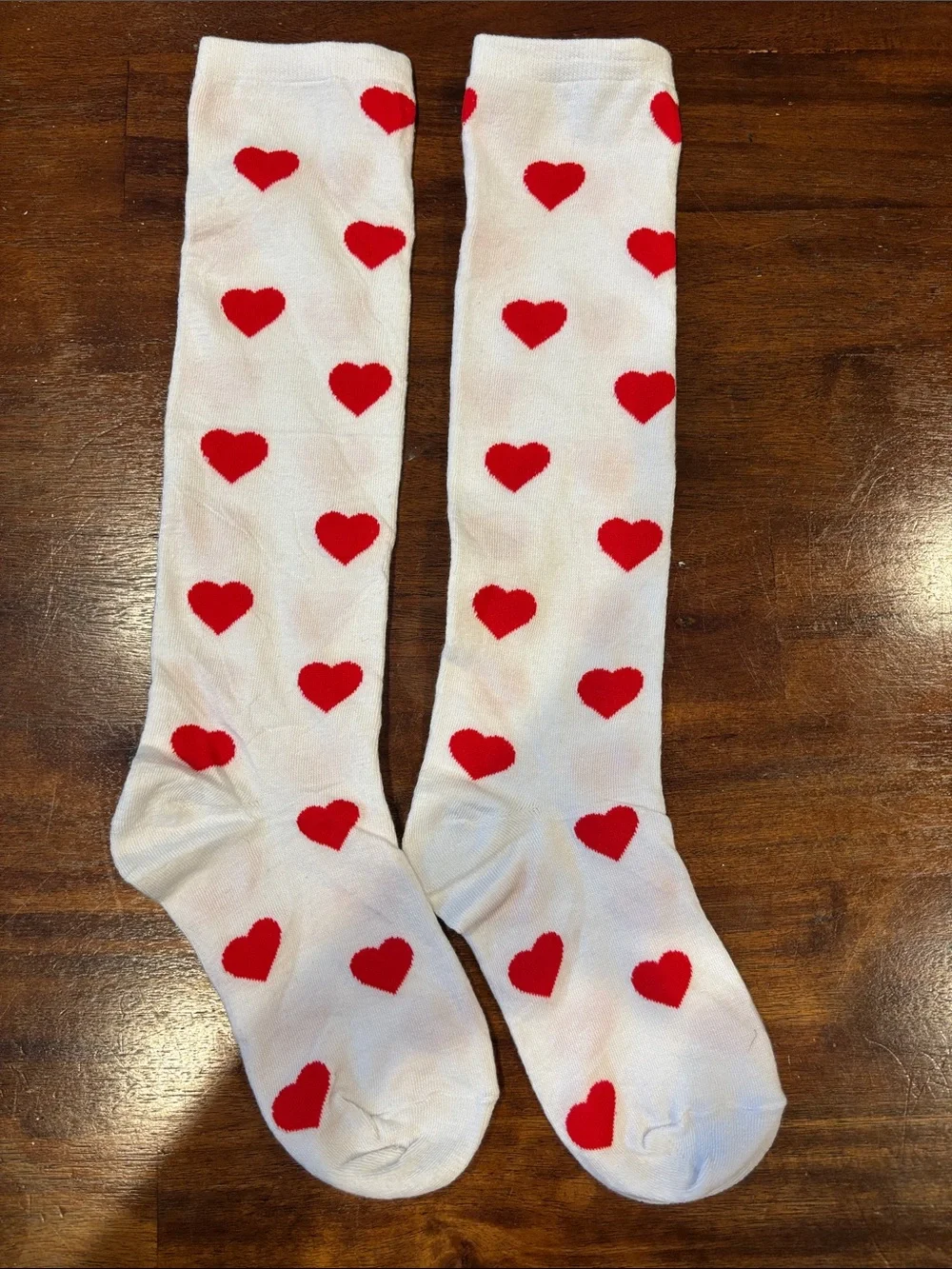 Red Heart Pattern Knee-High Socks for women-2 pairs